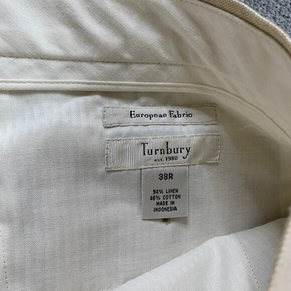 Turnbury Shorts Mens 38 Cream Linen Blend European Fabric Flat Front Chino - Picture 8 of 11